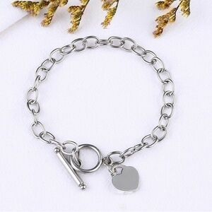 Stainless Steel Silver Heart Charm Bracelet
